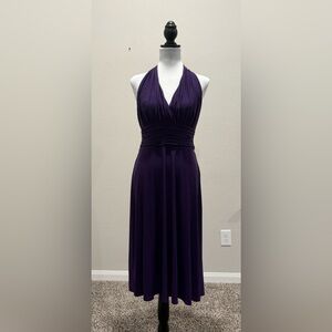 Evan-Picone Sleeveless Midi Halter Neck Dress